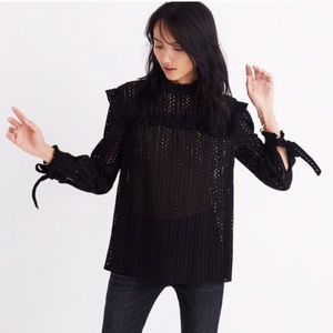 Madewell Eyelet shirt small black